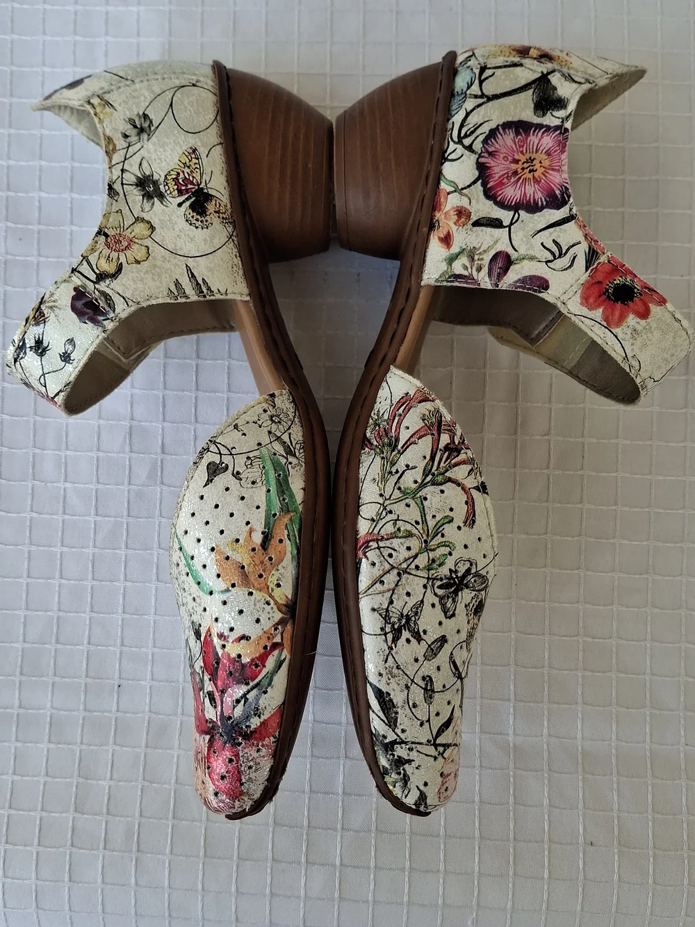 Rieker Women's Mirjam 11 White/Multi Leather Mary Jane - Size 38/8